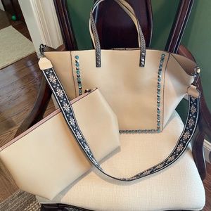 Large Tan Bag w/ Matching Smaller Bag